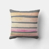 灰色のストライプ水色モダン抽象芸術 クッション (裏面)