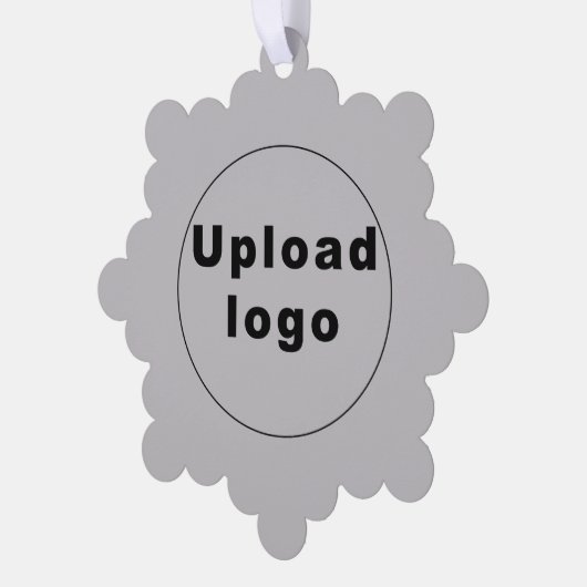 灰色のスノーフレークの形状にビジネスロゴ紙 オーナメントカード (左)