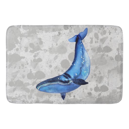 灰色のスプラッシュを持つグランジ紙の上のクジラのテクスチャ バスマット (正面)