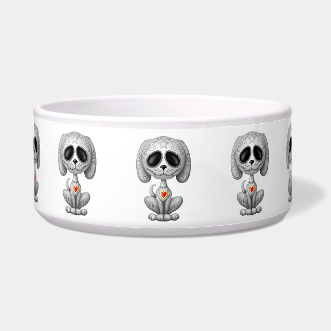 灰色のゾンビの砂糖の子犬 ボウル (正面)