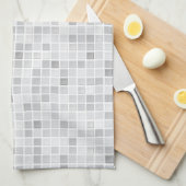 灰色のタイルパターン キッチンタオル (四つ折り)