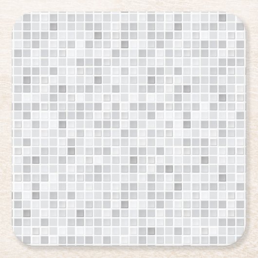 灰色のタイルパターン スクエアペーパーコースター (正面)