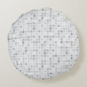 灰色のタイルパターン ラウンドクッション (裏面)