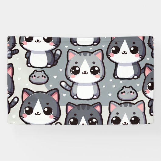 灰色のタキシード猫 横断幕 (横)