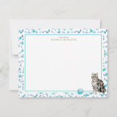 灰色のタビー猫の文パーソナライズされた房具 ノートカード (正面)