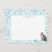 灰色のタビー猫の文パーソナライズされた房具 ノートカード (正面/裏面)