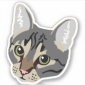 灰色のタビー猫用ノートパソコンのケース·ステッカー シール (正面)