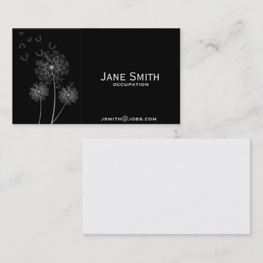 灰色のタンポポのプロフェッショナルとのスタイリッシュな黒 名刺 (正面/裏面)