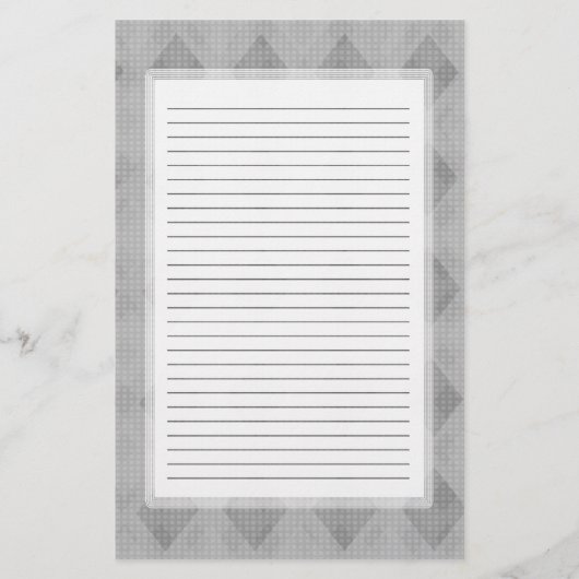 灰色のダイヤモンドによって並べられる文房具 便箋 (正面)