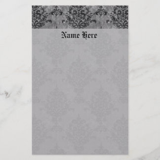 灰色のダマスク織のゴシック様式黒 便箋