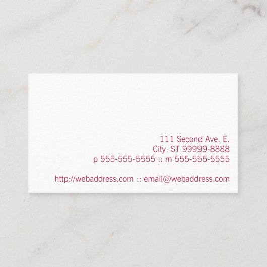 灰色のダマスク織のマッサージの文字 名刺 (裏面)