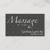 灰色のダマスク織のマッサージの文字 名刺 (正面)