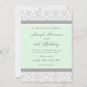 灰色のダマスク織の第40バースデーパーティ招待状 招待状 (裏面)