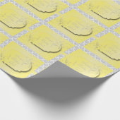 灰色のダマスク織パターンとの黄色 ラッピングペーパー (角)