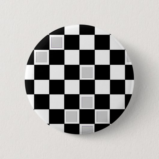 灰色のチェッカー 缶バッジ (正面)