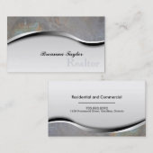 灰色のティール(緑がかった色)の石の不動産仲介業者の不動産業者カード 名刺 (正面/裏面)