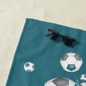 灰色のティール（緑がかった色）ボールが彼女の名前を星にする ビーチタオル (インサイチュ)