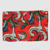 灰色のテクスチャ上の赤いグラデーションの汚れの抽象芸術ミックス ゴルフタオル (横)