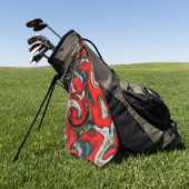 灰色のテクスチャ上の赤いグラデーションの汚れの抽象芸術ミックス ゴルフタオル (グリーン)