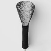 灰色のディスコ鏡の正方形とキラキラ ゴルフヘッドカバー (正面)