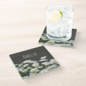 灰色のデイジー ガラスコースター (アングル)