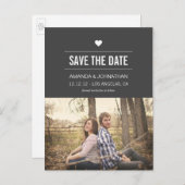 灰色のデザイン写真の日付のポストカードを保存 案内ポストカード (正面/裏面)