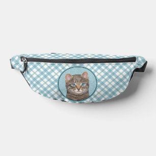 灰色のトラ猫の肖像画 かわいいオリジナルアート ファニーパック
