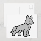 灰色のドイツ牧羊犬の漫画 ポストカード (正面/裏面)