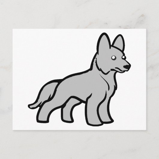 灰色のドイツ牧羊犬の漫画 ポストカード (正面)