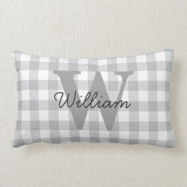 灰色のバッファローの格子縞のチェック模様のパターン ランバークッション