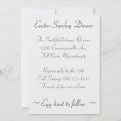 灰色のバニーのイースター夕食の招待状 招待状 (裏面)