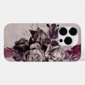 灰色のバラとブルゴーニュのアクセント Case-Mate iPhoneケース (裏面 (横))