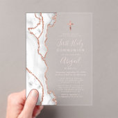 灰色のバラ金ゴールドアゲートピンクファースト聖餐式 アクリル招待状 (インサイチュ (ポータブル))