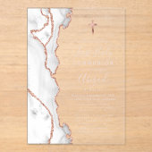 灰色のバラ金ゴールドアゲートピンクファースト聖餐式 アクリル招待状 (正面)