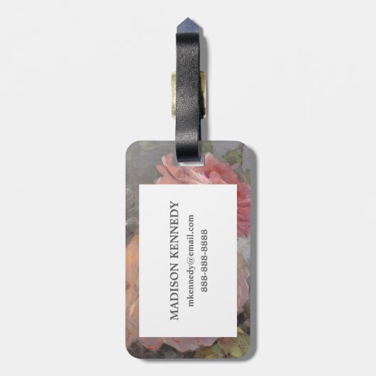 灰色のバラ ラゲッジタグ (裏面縦)