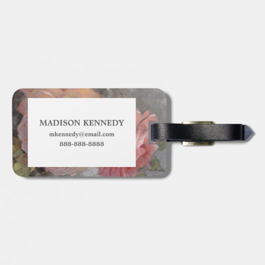 灰色のバラ ラゲッジタグ (裏面横)