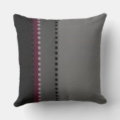 灰色のバーガンディの点のストライプパターン クッション (裏面)