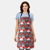 灰色のパターン（の模様が）ある楕円 エプロン (着用した状態)