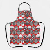 灰色のパターン（の模様が）ある楕円 エプロン (正面)