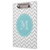 灰色のパーソナライズされた山形のモノグラムのクリップボード クリップボード (左)