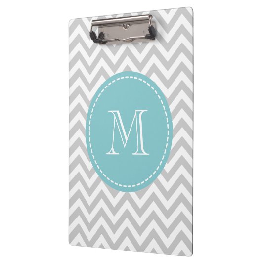 灰色のパーソナライズされた山形のモノグラムのクリップボード クリップボード (左)