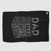 灰色のパーソナライズされた男の神話の伝説の名前 ゴルフタオル (横)