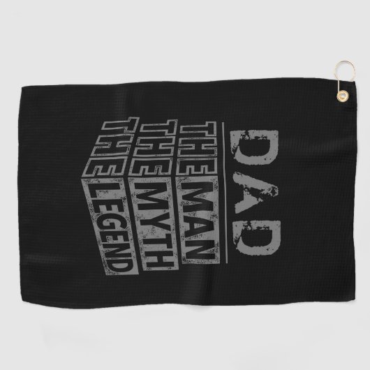 灰色のパーソナライズされた男の神話の伝説の名前 ゴルフタオル (横)