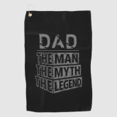 灰色のパーソナライズされた男の神話の伝説の名前 ゴルフタオル (正面)