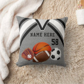 灰色のパーソナライズなスポーツの装飾用クッションのスポーツ部屋 クッション (ブランケット)