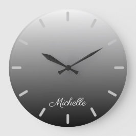 灰色のパーソナライズな勾配のグラデーションで黒い色合い ラージ壁時計