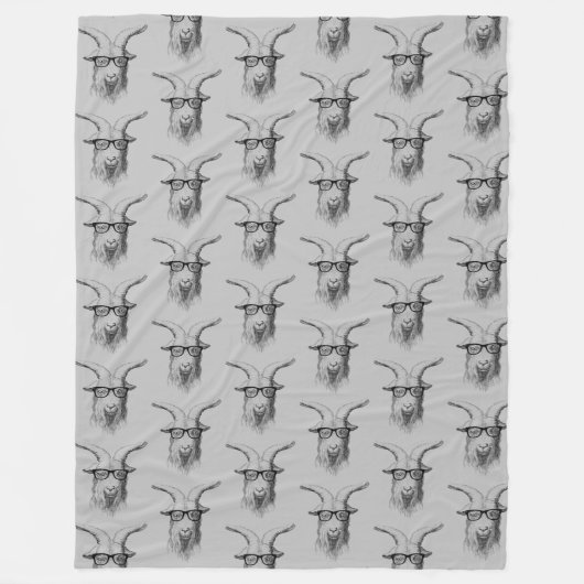 灰色のヒップスターヤギ フリースブランケット (正面)