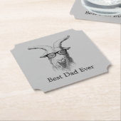 灰色のヒップスターヤギ ペーパーコースター (アングル)