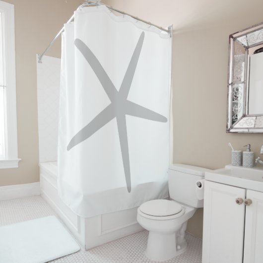 灰色のヒトデ模様の白エレガントいカスタム シャワーカーテン (インサイチュ)