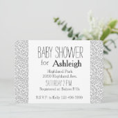 灰色のヒョウのプリントのベビーシャワー 招待状 (スタンド正面)